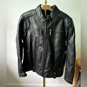 Harley Davidson Men's Size Large Genuine Cowhide Leather Jacket Black Full Zip